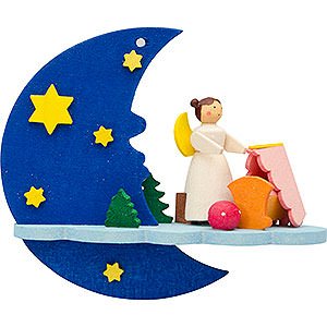 Baumschmuck Mond & Sterne Christbaumschmuck Mond-Wolke-Engel mit Wiege - 8 cm