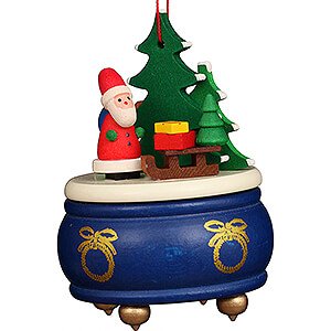 Baumschmuck Spielzeug-Design Christbaumschmuck Spieldose blau mit Weihnachtsmann - 8,1 cm