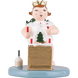 Angels Christmas Angels (Ellmann) Christmas Angel Sitting with Crown and Pyramid - 6,5 cm / 2.6 inch