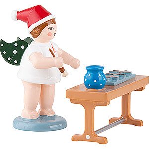 Angels Christmas Angels (Ellmann) Christmas Angel with Hat and Gingerbread at Table - 6,5 cm / 2.6 inch