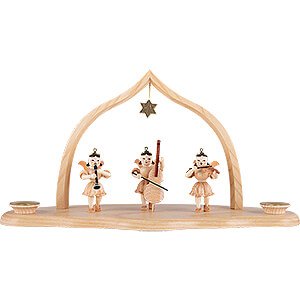 World of Light Candle Holder Angels Cloud Natural with Trio of Angels and Arch - 29x12x15 cm / 11.5x4.7x5.9 inch