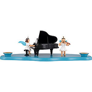 World of Light Candle Holder Angels Cloud with Angel at the Piano - 29x12x10 cm / 11.4x4.7x3.9 inch