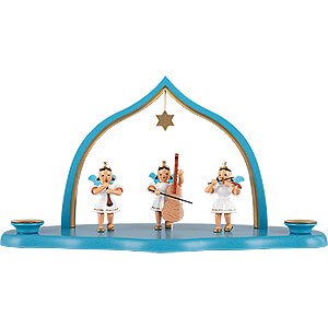 World of Light Candle Holder Angels Cloud with Trio of Angels and Pointed Arch - 29x12x15 cm / 11.4x4.7x5.9 inch