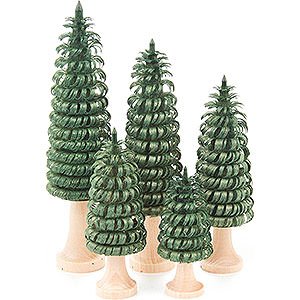 Small Figures & Ornaments Decorative Trees Coiled Trees with Trunk Green - 5 pieces - 11 cm / 4.3 inch