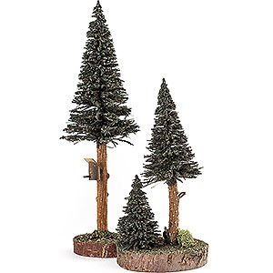 Small Figures & Ornaments Decorative Trees Conifers with Bird House - Green - 2 pieces - 27 cm / 10.6 inch