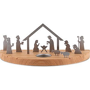 World of Light Candle Holder Nativity Crib Tea Light Holder Silhouette M Oak - Nativity Scene - 15 cm / 5.9 inch