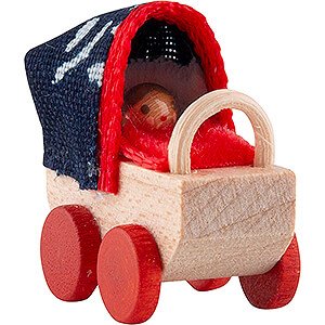 Small Figures & Ornaments Flade Flax Haired Children Doll's Pram with Blueprint Canvas - 2 cm / 0.8 inch