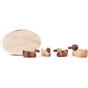 Small Figures & Ornaments Wood Chip Boxes Duck Family natural in Wood Chip Box - 3 cm / 1.2 inch