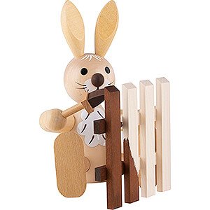 Easter Easter Bunny at Fence Painting - 15 cm / 5.9 inch
