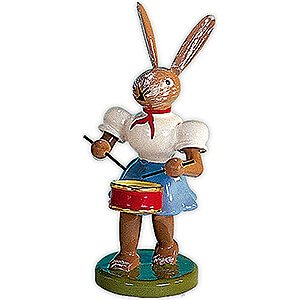Small Figures & Ornaments Easter World Easter Bunny with Drum, Colored - 7,5 cm / 3 inch