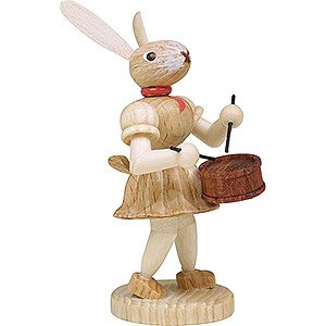 Small Figures & Ornaments Easter World Easter Bunny with Drum - Natural - 7,5 cm / 3 inch