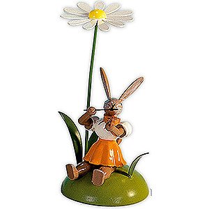 Small Figures & Ornaments Easter World Easter Bunny with Marguerite and Violin, Colored - 10 cm / 3.9 inch
