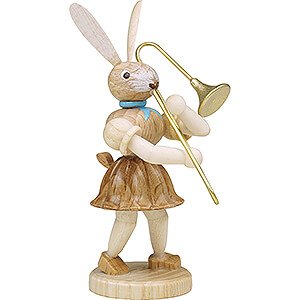 Small Figures & Ornaments Easter World Easter Bunny with Sliding Trombone - Natural - 7,5 cm / 3 inch