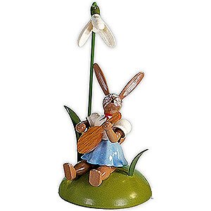 Small Figures & Ornaments Easter World Easter Bunny with Snowdrop and Mandolin, Colored - 10 cm / 3.9 inch