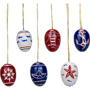 Tree ornaments Easter Ornaments Easter Egg Set with Maritime Designs - 3,5 cm / 1.4 inch