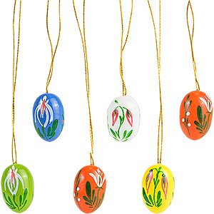 Tree ornaments Easter Ornaments Easter Egg Set with little Flowers - 2,2 cm / 0.9 inch