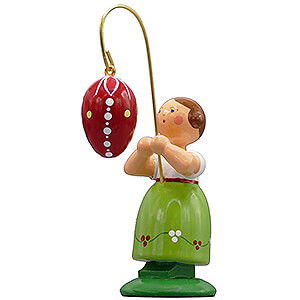 Easter Easter Girl with Dark Red Egg - 12 cm / 4.7 inch