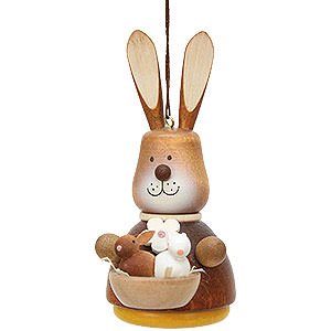 Tree ornaments Easter Ornaments Easter Ornament - Teeter Bunny with Babys Natural - 9,8 cm / 3.9 inch
