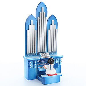 Weihnachtsengel Engel - blaue Flgel - klein Engel an der Orgel mit Spielwerk 