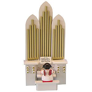 Weihnachtsengel Engel - rote Flgel - klein Engel an der Orgel mit Spielwerk 