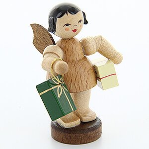 Weihnachtsengel Engel - natur - klein Engel mit 2 Geschenken - natur - stehend - 6 cm