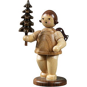 Weihnachtsengel Geschenkeengel (Ellmann) Engel mit Bumchen, natur - 6,5 cm