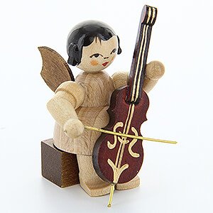 Weihnachtsengel Engel - natur - klein Engel mit Cello - natur - sitzend - 5 cm