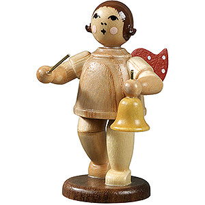 Weihnachtsengel Geschenkeengel (Ellmann) Engel mit Glocke, natur - 6,5 cm