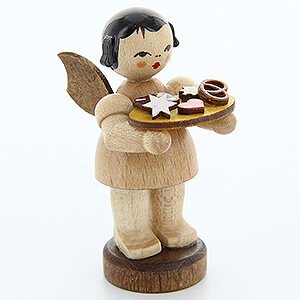 Weihnachtsengel Engel - natur - klein Engel mit Lebkuchenblech - natur - stehend - 6 cm