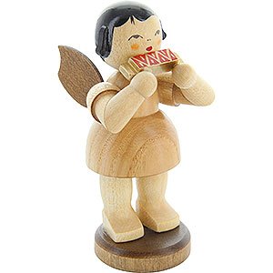 Weihnachtsengel Engel - natur - groß Engel mit Mundharmonika - natur - stehend - 9,5 cm
