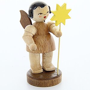 Weihnachtsengel Engel - natur - klein Engel mit Stern - natur - stehend - 6 cm
