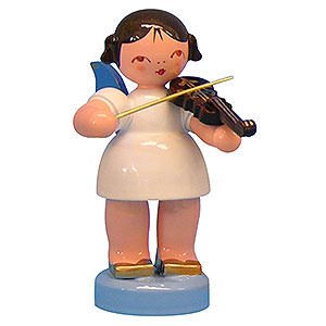 Weihnachtsengel Engel - blaue Flgel - klein Engel mit Violine - Blaue Flgel - stehend - 6 cm