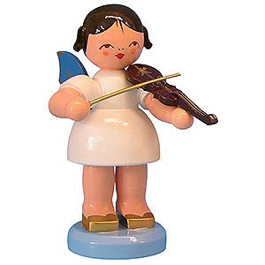 Weihnachtsengel Engel - blaue Flügel - groß Engel mit Violine - Blaue Flügel - stehend - 9,5 cm