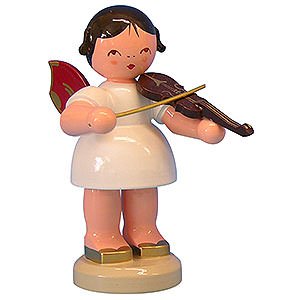 Weihnachtsengel Engel - rote Flgel - gro Engel mit Violine - Rote Flgel - stehend - 9,5 cm