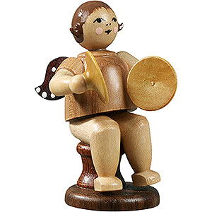 Weihnachtsengel Orchester (Ellmann) Engel sitzend mit Becken, natur - 6,5 cm