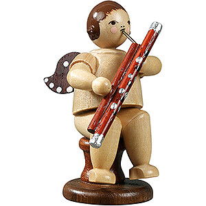 Weihnachtsengel Orchester (Ellmann) Engel sitzend mit Fagott, natur - 6,5 cm