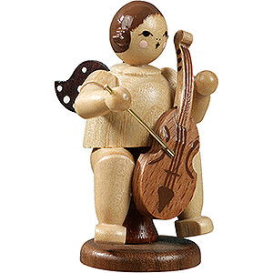 Weihnachtsengel Orchester (Ellmann) Engel sitzend mit Gambe, natur - 6,5 cm