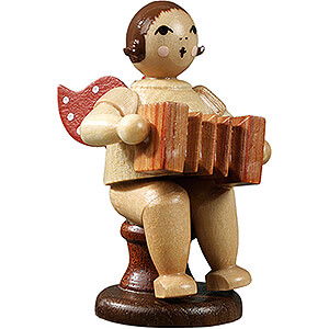 Weihnachtsengel Orchester (Ellmann) Engel sitzend mit Harmonika, natur - 6,5 cm