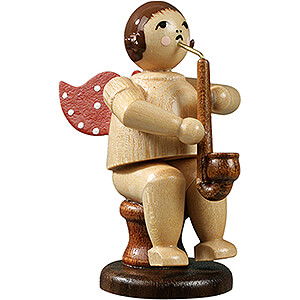 Weihnachtsengel Orchester (Ellmann) Engel sitzend mit Heckelphon, natur - 6,5 cm