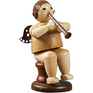 Weihnachtsengel Orchester (Ellmann) Engel sitzend mit Klarinette, natur - 6,5 cm