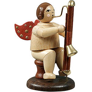 Weihnachtsengel Orchester (Ellmann) Engel sitzend mit Kontrafagott, natur - 6,5 cm