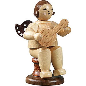 Weihnachtsengel Orchester (Ellmann) Engel sitzend mit Mandoline, natur - 6,5 cm