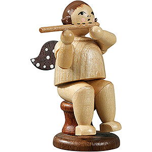 Weihnachtsengel Orchester (Ellmann) Engel sitzend mit Querflte, natur - 6,5 cm