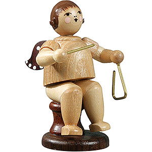 Weihnachtsengel Orchester (Ellmann) Engel sitzend mit Triangel, natur - 6,5 cm