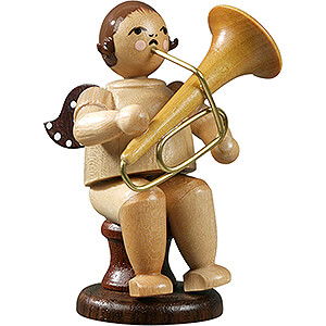 Weihnachtsengel Orchester (Ellmann) Engel sitzend mit Tuba, natur - 6,5 cm