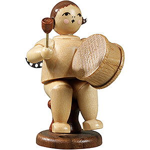 Weihnachtsengel Orchester (Ellmann) Engel sitzend mit groer Trommel, natur - 6,5 cm