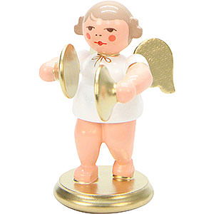 Weihnachtsengel Orchester wei & gold (Ulbricht) Engel wei/gold mit Becken - 6,0 cm