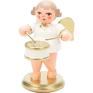 Weihnachtsengel Orchester wei & gold (Ulbricht) Engel wei/gold mit Flachtrommel - 6,0 cm