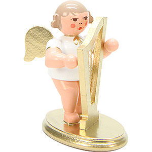 Weihnachtsengel Orchester wei & gold (Ulbricht) Engel wei/gold mit Harfe - 6,0 cm