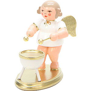 Weihnachtsengel Orchester wei & gold (Ulbricht) Engel wei/gold mit Kesselpauke - 6,0 cm